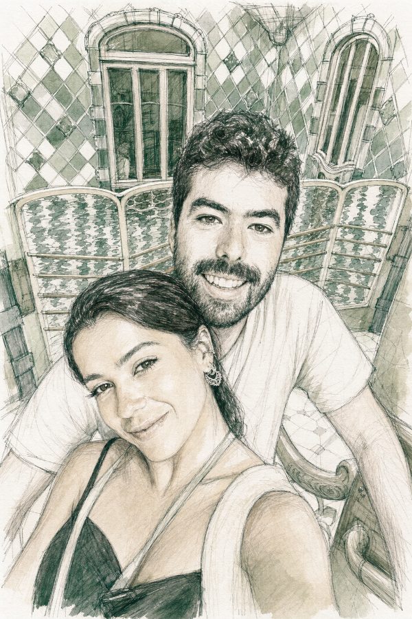Milla e Sergio em Barcelona