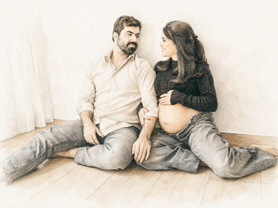 Milla e Sergio dançando na gestação