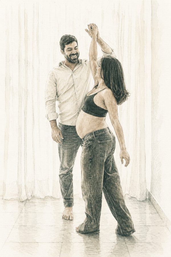 Milla e Sergio esperando a Antonella